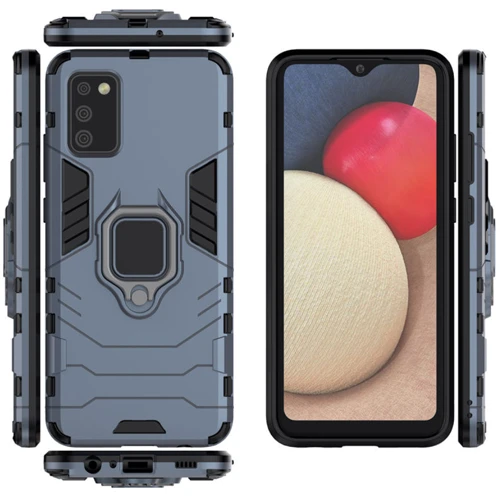 Чехол для телефонов Mobile Case Transformer Ring Metal Slate for Samsung A025 Galaxy A02s: Материал поликарбонат / силикон