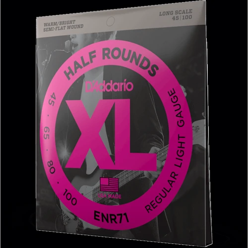 Струна для гітар Комплект струн D'addario ENR71 XL Half Rounds Bass Regular Light (45-100): Тип Комплект струн