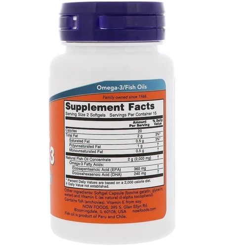 NOW Foods Omega-3 Molecularly Distilled Softgels 30 caps: Тип Омега 3