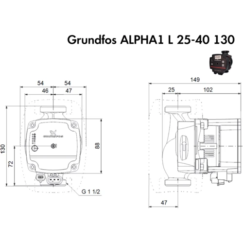 Циркуляционный насос GRUNDFOS ALPHA1 L 25-40 130: Максимальная температура воды, °C 95