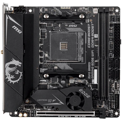 MSI MPG B550I GAMING EDGE WIFI: Оперативна пам'ять 2xDDR4 4600 МГц, до 128 ГБ
