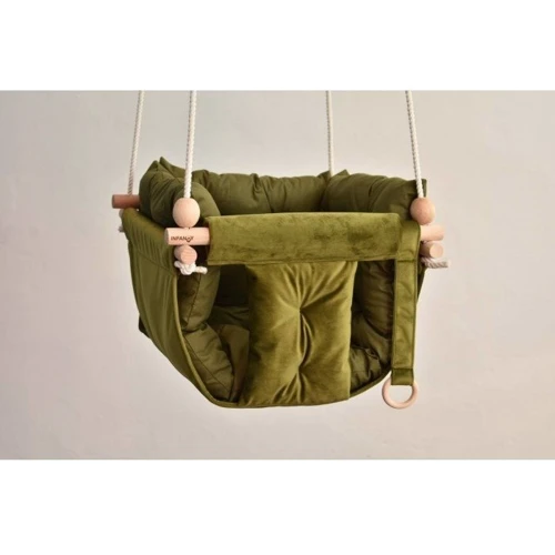 Качели детские Infancy Галетная Велюр подвесная зеленая