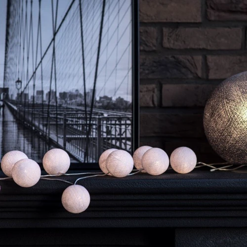 Гирлянда Cotton ball lights на 20 шаров 3,8м, White: Количество ламп 20
