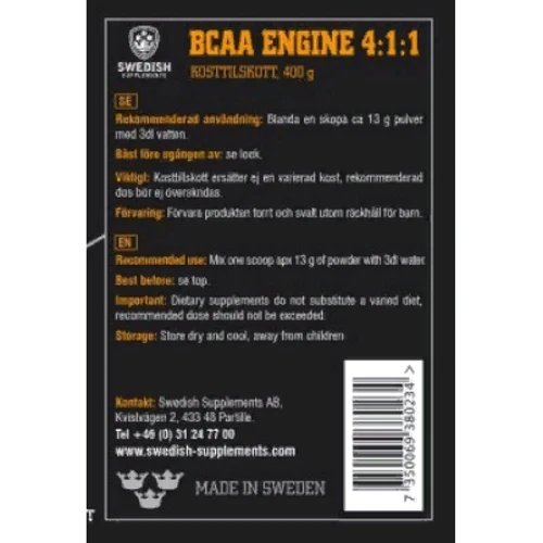 Амінокислота для спорту Swedish Supplements BCAA Engine 4:1:1 400 g /30 servings/ Cola Delicious: Смак Кола
