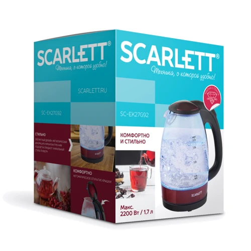 Электрочайник Scarlett SC-EK27G92: Тип нагревательного элемента дисковый (скрытый)