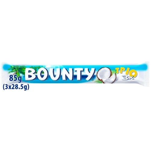 Упаковка батончиків Bounty Trio 21х85 г (УП5000159541015): Умови зберігання при температурі 18±3 °С та відносній вологості повітря не більше 75%