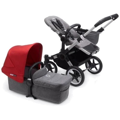 Універсальна коляска 2 в 1 Bugaboo Donkey 3 Mono ALU / GREY MELANGE-RED, сірий меланж з червоним капюшоном (180154GM02): Ширина шасі 60 см