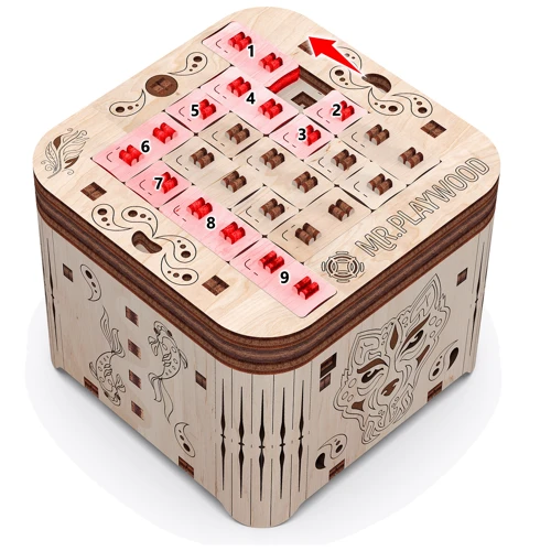 Механический деревянный 3D-пазл Mr. PlayWood Шкатулка Тайна Тигра 24x18x3 см (10606)