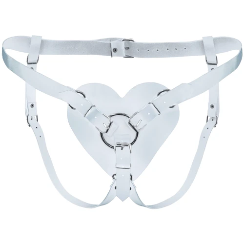 Трусики Серце для страпону з натуральної шкіри Feral Feelings - Hearts Strap-on Belt White: undefined undefined