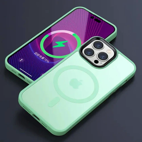 Чохол для iPhone Mobile Case TPU+PC Metal Buttons with MagSafe Colorful Mint для iPhone 13 Pro Max: Колір зеленый