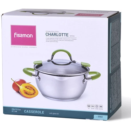Кастрюля Fissman CHARLOTTE 4.7 л (5502): Диаметр, см 24