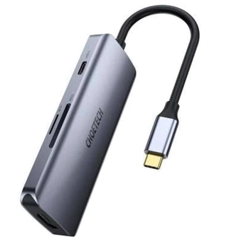 Адаптер Choetech Adapter 7-in-1 USB-C to USB-C+3xUSB3.0+HDMI+SD Black (HUB-M19): Колір чорний