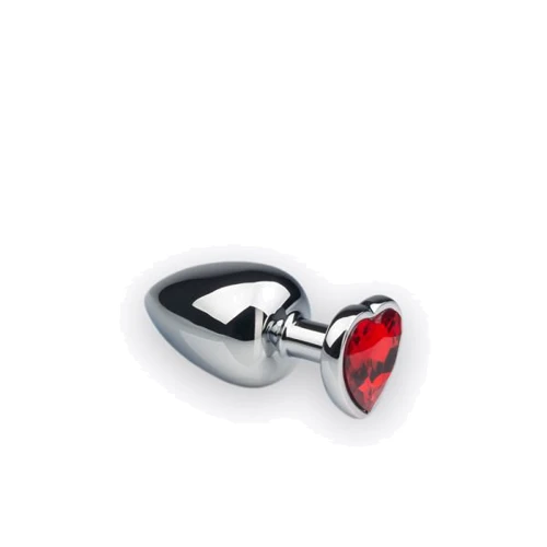 Анальная пробка CRYSTAL Silver Heart Ruby, M