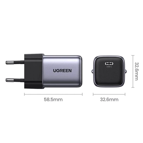 Зарядное устройство Ugreen USB-C Wall Charger CD318 Nexode Mini 20W Gray (90664): Сила тока 2.4А и более