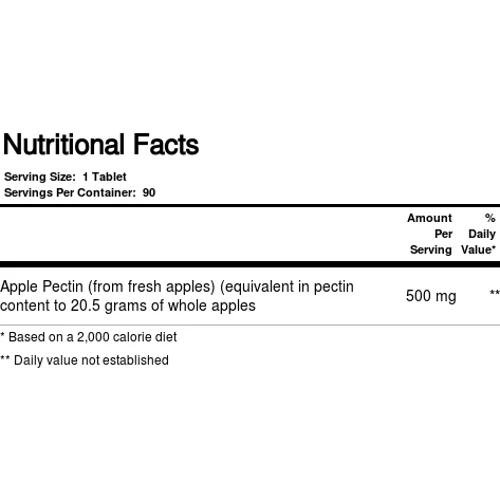 Nature's Plus Apple Pectin 500 mg 180 Tabs Яблочный пектин: Тип Клетчатка