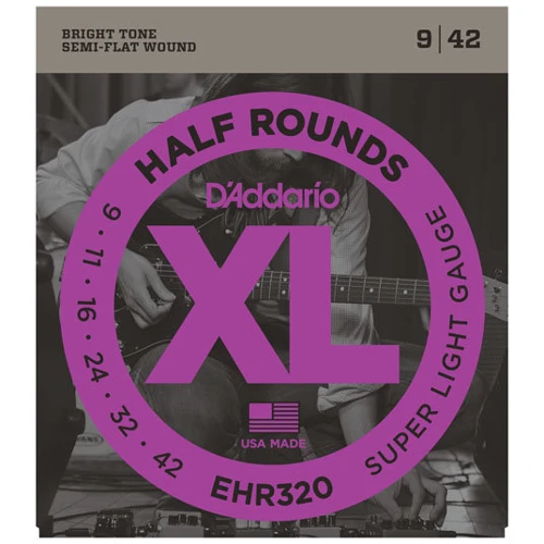 Струна для гитар Струны D`ADDARIO EHR320 XL HALF ROUNDS SUPER LIGHT 09-42