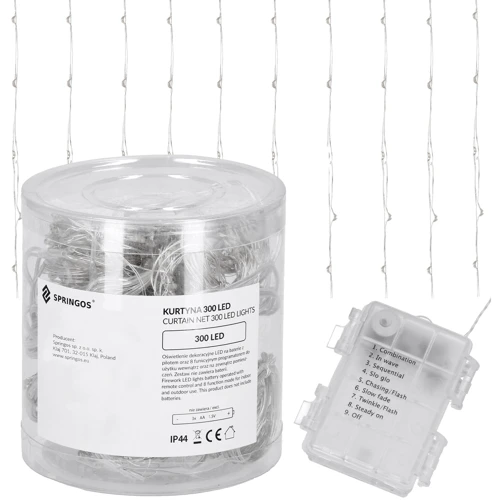 Гирлянда водопад (штора) на батарейках Springos 3 x 3 м 300 LED CL0184 Cold White фото 9