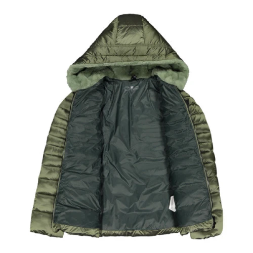 Куртка Woman Jacket Fix Hood 31K3006F-F739 44 зеленая зимняя с капюшоном и мехом: Вид Куртки