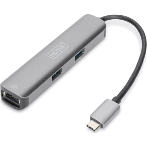 Адаптер Digitus Adapter USB-C to HDMI+3xUSB+RJ54 Grey (DA-70892)