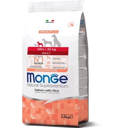 Сухий корм Monge Dog Mini Adult для дорослих собак маленьких порід з лососем та рисом 2.5 кг (70011570)