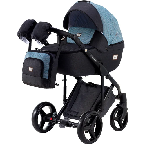 Коляска 2 в 1 Adamex Luciano jeans Y40 графит джинс - голубой меланж (623318)