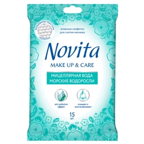 NOVITA Make up Delicate Влажные салфетки для снятия макияжа 15 шт