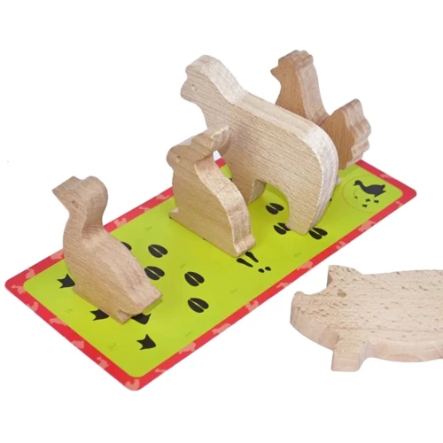 Деревянный игровой набор Igroteco Фигурки животных 17 деталей (900521)