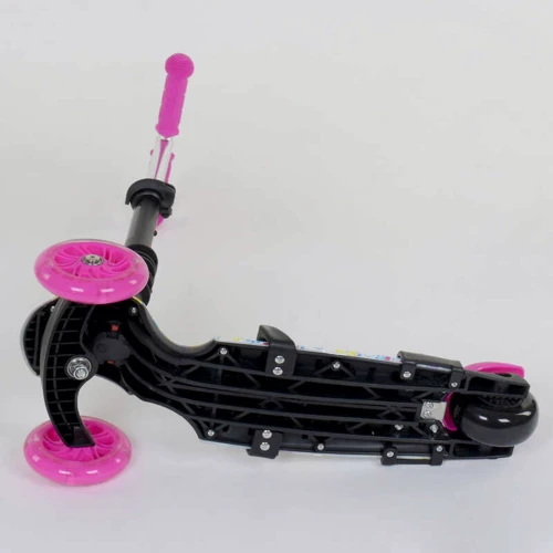 Самокат 5в1 Best Scooter, PU колеса, підсвічування коліс, Абстракція Pink / Black (74069): Тип гальма ножний