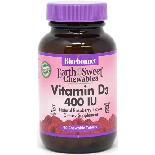 Bluebonnet Nutrition Vitamin D3 400 МО Витамин Д3 со вкусом малины 90 таблеток