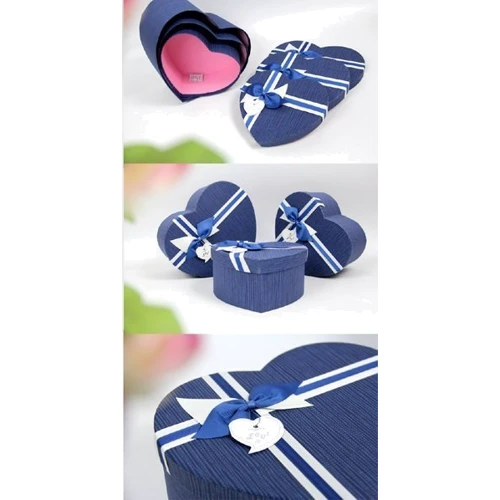 Набор подарочных картонных коробок Ufo 3 шт. синий (5039-011 Набор 3 шт DARK BLUE сердце): Производитель Ufo