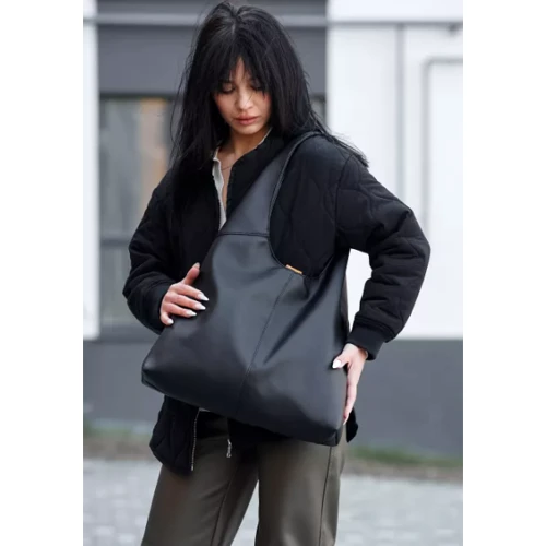 Женская сумка хобо Sambag M черная (53200129): Фактура Матовая, Гладкая