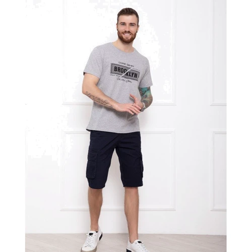 Футболка ISSA PLUS GN4-30 S сіра з принтом: Склад Хлопок, Эластан