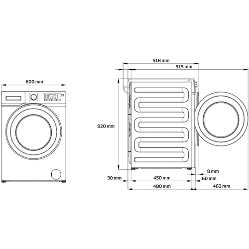 Встраиваемая стиральная машина Beko WITC 7612 B0W: Размеры ШxВxГ, см 82 х 60 х 55