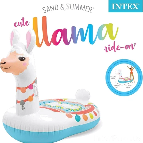Плотик Intex 57564 135-94-112см, лама, 2 ручки, вік 3+, в кор-ке: Колір білий