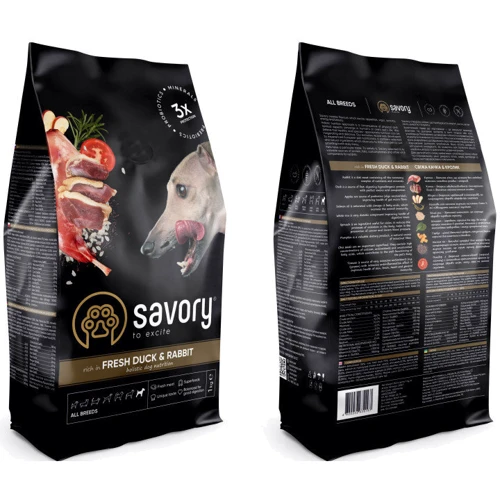 Сухой корм Savory для собак всех пород со свежим мясом утки и кроликом, 1 кг (4820232630167): Тип Сухой корм