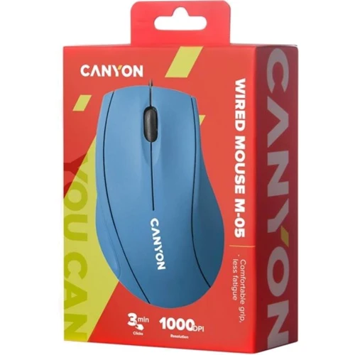 Мишка Canyon M-05 Light Blue (CNE-CMS05BX): Ергономіка симметричная для левшей