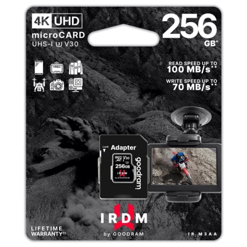 Карта пам'яті GOODRAM 256GB microSDXC class 10 UHS-I / U3 IRDM (IR-M3AA-2560R12): Обсяг 256 ГБ