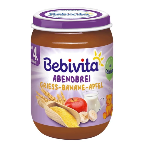 Пюре BEBIVITA молочная каша с яблоком и бананом 190гр (9007253104944)