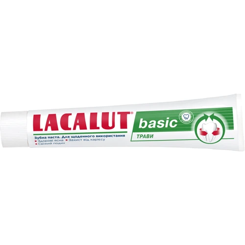 Lacalut Basic Зубная паста Травы 75 ml: Назначение Укрепление десен, Очищение, От зубного налета, Свежесть дыхания