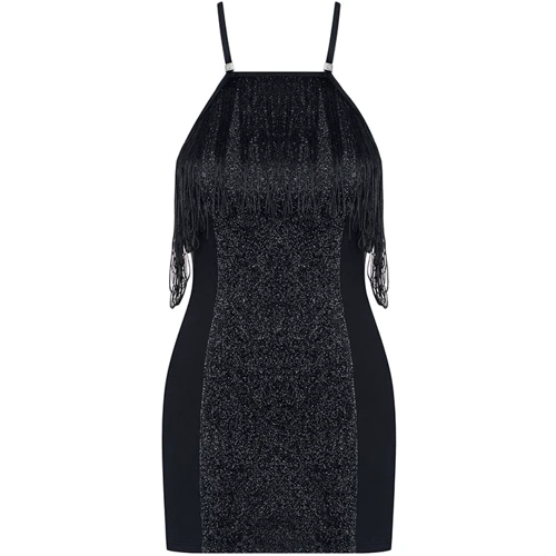 Эротическое мини платье с бахрамой Obsessive 824-DRE-1, L/XL