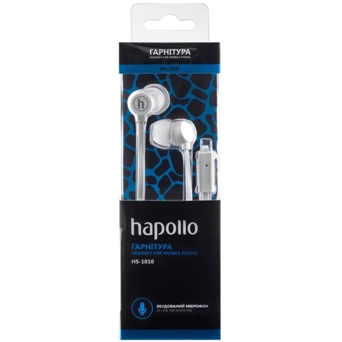 Наушники Hapollo HS-1010 White: Тип конструкции вакуумные
