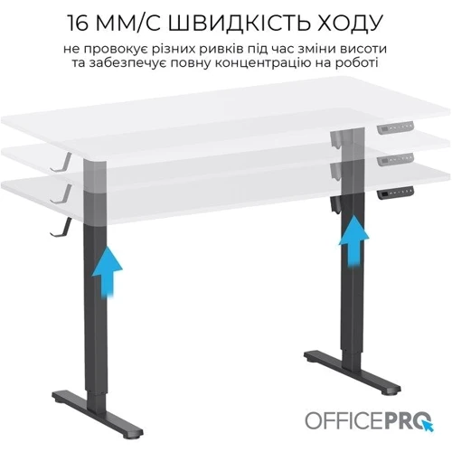 Стол с электрорегулировкой высоты Officepro White/Black (ODE1470WB): Глубина, см 70