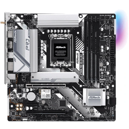 ASRock B760M Pro RS/D4 WiFi: Оперативная память 4xDDR4 5333+ МГц, до 128 ГБ