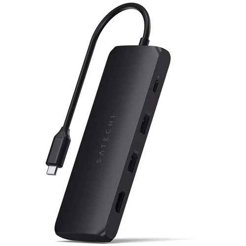 Адаптер Satechi Adapter Aluminum USB-C to USB-C+2xUSB+HDMI+SSD кишеня Black (ST-UCHSEK): Колір черный