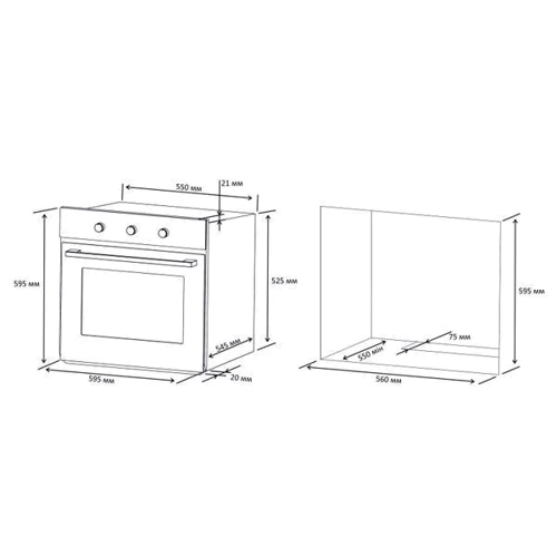 Духовой шкаф электрический Eleyus SELENA 6006 BG+RB: Объем, л 62