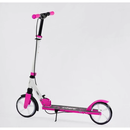 Дитячий двоколісний самокат з ручним гальмом Best Scooter Shark Рожевий (42011): Конструкція рами складная