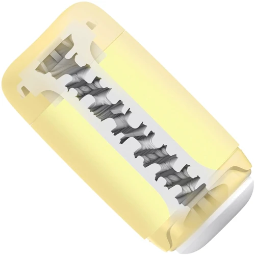 Мастурбатор Tenga Puffy Custard Yellow (ультрамягкий материал, многоразовый, сквозной)