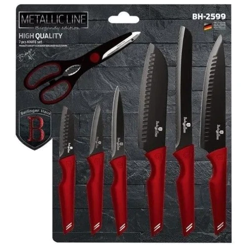 Набір кухонних ножів Berlinger Haus Metallic Line Burgundy Edition 7 предметів (BH 2599): Найменування Набор кухонных ножей 7 пр.