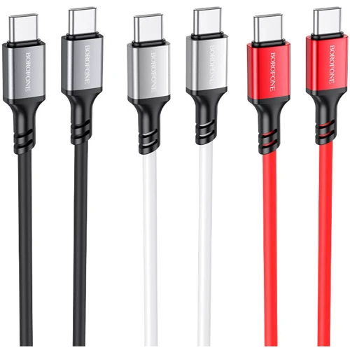 Кабель Borofone USB-C to USB-C Famous PD 60W 1m Black (BX83): Тип USB-C - USB-C