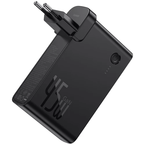 Зарядное устройство Baseus Wall Charger Power Station GaN USB and USB-C 45W + Power Bank 1000mAh Black (PPNLD-C01): Тип сетевое
